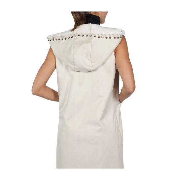 NEW Nordstrom Rack Love Token Whipstitch Trim Faux Suede Faux Fur Vest - Picture 4 of 15